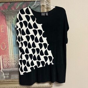 Chico's Black and White Patterned Blouse